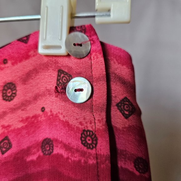 Petite Sophisticate Straight Wrap-around Burgundy and Pink Skirt - Size 10 - Picture 3 of 5